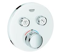 Termostato Grohe Grohtherm SmartControl con dos válvulas de cierre, roseta de pared redonda, blanco luna, 29151LS0