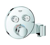 Termostato Grohe Grohtherm SmartControl con dos válvulas de cierre, soporte de ducha integrado, roseta de pared redonda, 29120000