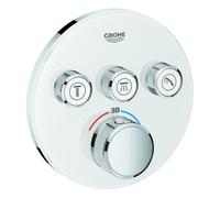 Termostato Grohe Grohtherm SmartControl con tres válvulas de cierre, roseta de pared redonda, blanco luna, 29904LS0