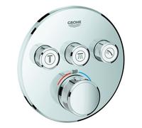 Termostato Grohe Grohtherm SmartControl con tres válvulas de cierre, rosetón de pared redondo, 29121000, Color: cromado