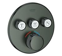 Termostato Grohe Grohtherm SmartControl con tres válvulas de cierre, rosetón de pared redondo, 29121AL0, Color: grafito duro cepillado