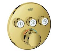 Termostato Grohe Grohtherm SmartControl con tres válvulas de cierre, rosetón de pared redondo, 29121GL0, Color: fresco amanecer