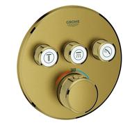 Termostato Grohe Grohtherm SmartControl con tres válvulas de cierre, rosetón de pared redondo, 29121GN0, Color: fresco amanecer cepillado