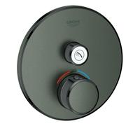 Termostato Grohe Grohtherm SmartControl con una válvula de cierre, rosetón de pared redonda, 29118AL0, Color: grafito duro cepillado