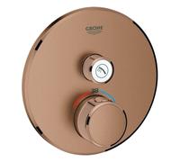 Termostato Grohe Grohtherm SmartControl con una válvula de cierre, rosetón de pared redonda, 29118DL0, Color: cálido atardecer cepillado