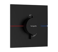 Termostato hansgrohe ShowerSelect Comfort E, empotrado, 1 consumidor, roseta cuadrada, 15574670, Color: negro mate