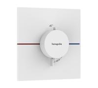 Termostato hansgrohe ShowerSelect Comfort E, empotrado, 1 consumidor, roseta cuadrada, 15574700, Color: Blanco Mate