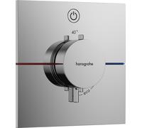 Termostato hansgrohe ShowerSelect Comfort E, empotrado, 1 consumidor, roseta cuadrada, con pulsador, 15571000, Color: cromado