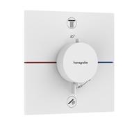 termostato hansgrohe ShowerSelect Comfort E, empotrado, 2 consumidores, roseta cuadrada, con combinación de fusibles, 15578700, Color: Blanco Mate