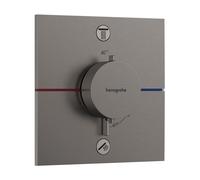termostato hansgrohe ShowerSelect Comfort E, empotrado, 2 consumidores, roseta cuadrada, con combinación de fusibles, 15578340, Color: Cromo negro cepillado