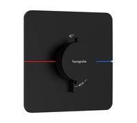 Termostato hansgrohe ShowerSelect Comfort Q, empotrado, 1 consumidor, roseta Soft Edge, 15588670, Color: negro mate