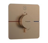 Termostato hansgrohe ShowerSelect Comfort Q, empotrado, 1 consumidor, rosetón Soft Edge, con pulsador, 15581140, Color: Bronce cepillado