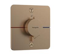 Termostato hansgrohe ShowerSelect Comfort Q, empotrado, 2 consumidores, roseta Soft Edge, 15583140, Color: Bronce cepillado