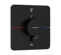 Termostato hansgrohe ShowerSelect Comfort Q, empotrado, 2 consumidores, roseta Soft Edge, 15583670, Color: negro mate
