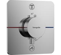 Termostato hansgrohe ShowerSelect Comfort Q, empotrado, 2 consumidores, roseta Soft Edge, con combinación de fusibles, 15586000, Color: cromado