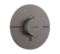 Termostato hansgrohe ShowerSelect Comfort S, empotrado, 1 consumidor, roseta redonda, con pulsador, 15553340, Color: Cromo negro cepillado