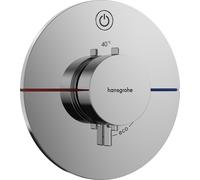 Termostato hansgrohe ShowerSelect Comfort S, empotrado, 1 consumidor, roseta redonda, con pulsador, 15553000, Color: cromado