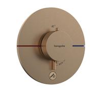 termostato hansgrohe ShowerSelect Comfort S, empotrado, 1 consumidor, una salida adicional, roseta redonda, 15562140, Color: Bronce cepillado
