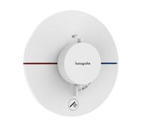 termostato hansgrohe ShowerSelect Comfort S, empotrado, 1 consumidor, una salida adicional, roseta redonda, 15562700, Color: Blanco Mate