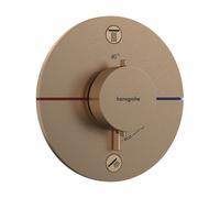 Termostato hansgrohe ShowerSelect Comfort S, empotrado, 2 consumidores, roseta redonda, 15554140, Color: Bronce cepillado