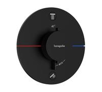 termostato hansgrohe ShowerSelect Comfort S, empotrado, 2 consumidores, roseta redonda, con combinación de fusibles, 15556670, Color: negro mate
