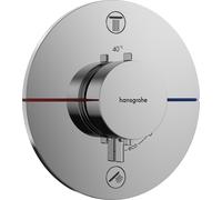 termostato hansgrohe ShowerSelect Comfort S, empotrado, 2 consumidores, roseta redonda, con combinación de fusibles, 15556000, Color: cromado