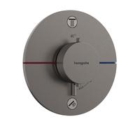 termostato hansgrohe ShowerSelect Comfort S, empotrado, 2 consumidores, roseta redonda, con combinación de fusibles, 15556340, Color: Cromo negro cepillado
