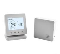 Termostato inalámbrico inteligente para caldera de gas con receptor, control de aplicación WiFi, compatible con voz, controlador de temperatura ambiente programable de 5+2 días, color blanco, 86 x 86
