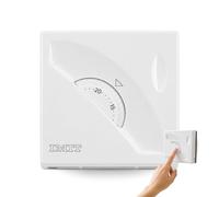 Termostato Mecánico de Pared IMIT TAE1 para fancoils, Utilizado comúnmente en calefacción y refrigeración, Intensidad: 16(2,5) A - 3 Contactos, Rango ºC: .+7 .+30 - sin sonda, 80 x 80 x 44 mm