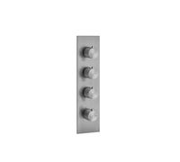 Termostato oculto Gessi316 ready-mounted set, montaje vertical, 3 vías separadas, una roseta, 54516707, Color: Metal negro cepillado PVD