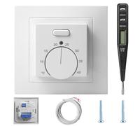 Termostato para calefacción por suelo radiante 230 V - Regulador de temperatura mecánico con interruptor de encendido/apagado - empotrado/superficie - Control analógico para calefacción y aire