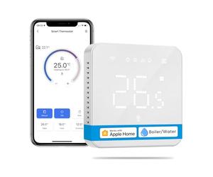 Termostatos inteligentes Meross Termostato de calefacción WiFi para caldera Termostato de ambiente Termostato WiFi Calefacción y refrigeración Termostato de pared inteligente para Siri y Google Voice