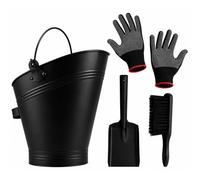 TERRE JARDIN FACILITYS Cubo para Cenizas 7 L - Kit 4 Piezas para Chimenea y Estufa de Leña