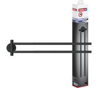 tesa Toallero Moon 40562-00000-00 – Doble barra 2 brazos, autoadhesivo, sin taladro, negro mate