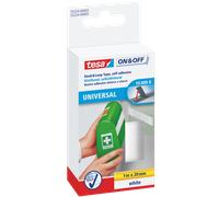 tesa On & Off Cinta de Uso Universal, Cinta Autoadhesiva de Gancho y Bucle para la Fijación Rápida de Objetos Ligeros, Blanco, 2 cm x 100 cm