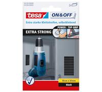 Tesa 55228-00000-02 - Tiras de Cierre Extrafuerte - 10 cm x 50 mm, 2 Pares, Negro, 2 x 10 cm