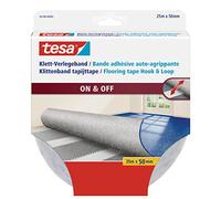 tesa 56188-00000-01 - Cinta adhesiva, Transparente | Cinta autoadhesiva de gancho y bucle para alfombras - Antideslizante - Apta para zonas húmedas y suelo radiante