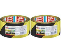 tesa 58133-00000-00 - Cinta de señalización temporal PP adhesiva, amarillo y negro (Paquete de 2)
