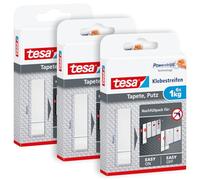 tesa Papel pintado y yeso 7771-00500-00 3 unidades (3 x 6 tiras) Blanco