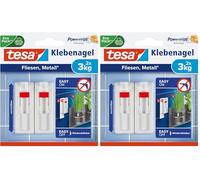 TESA 77764-00001-00 Clavo adhesivo ajustable para azulejos y metal 3 kg, Blanco, Set de 2 Piezas (Paquete de 2)