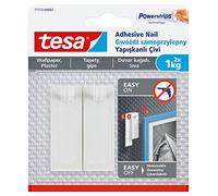 Tesa 77773 - 00002 - 00 extraíble adhesivo uñas para colgar fotos en papel pintado, color blanco