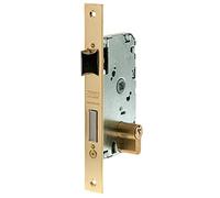 Tesa Cerradura de embutir 20104PHL para puertas de madera, función de entrada, acero latonado