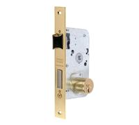 Tesa Cerradura de embutir 201050HL para puertas de madera, función entrada, acero latonado