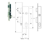 Tesa Assa Abloy 222612NM Cerradura Monopunto De Palanca Deslizante Para Perfiles Metálicos Niquel Mate Entrada 11.5 mm 2226