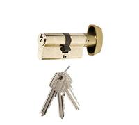Tesa Assa Abloy, 520B3030L, Cilindro Estándar, TE5, Leva Corta, Llave - Botón, Latonado, 30 x 30 mm