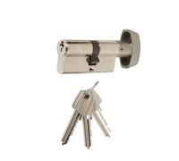Tesa Assa Abloy, 520B3030N, Cilindro Estándar, TE5, Leva Corta, Llave - Botón, Niquelado, 30 x 30 mm