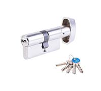 Tesa Assa Abloy M65B3030N Cilindro De Seguridad Estándar T60 Niquelado 30 x 30 mm Llave - Botón Leva Corta