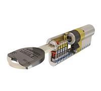 Tesa Assa Abloy, MK153535N, Cilindro de Alta Seguridad, TK100, Doble Embrague, Leva Corta, Llave - Llave, Niquelado, 35 x 35 mm