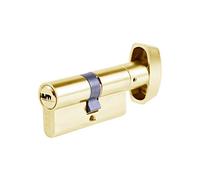 Tesa Assa Abloy, T65B3535L, Cilindro de Seguridad, T60, Leva Larga, Llave - Botón, Latonado, 35 x 35 mm