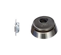 Tesa Assa Abloy TFB7Q 1 R100B Cerradura Monopunto de Seguridad para Puertas de Madera, Latonado, Cil. 30 x 30 mm & E700L26AI Escudo De Seguridad, Acero Inoxidable